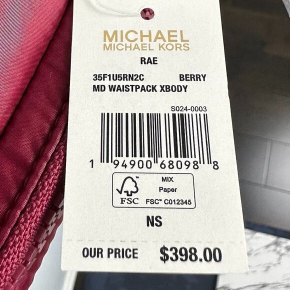 Host Pick 🌟 NWT - Michael Kors Rae MD Waistpack Xbody Berry - Fanny Pack - Picture 5 of 9